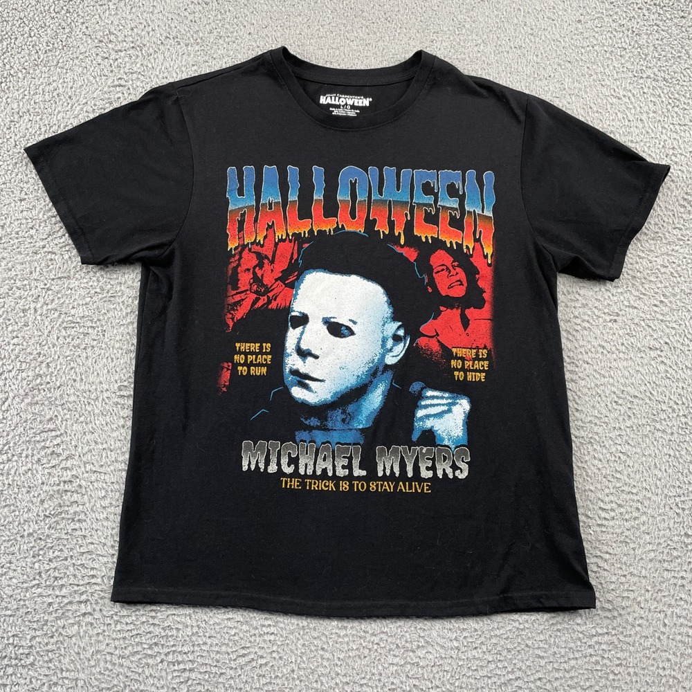 Halloween T-Shirt Mens Large Black Michael Myers Horror Movie Graphic Tee